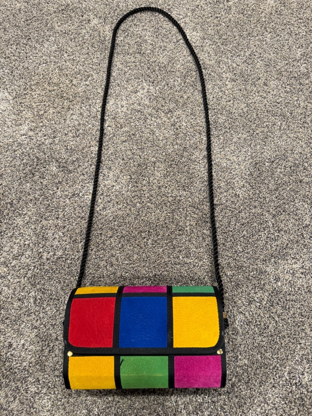 Vintage retro Colorblock Multicolor Crossbody Bag